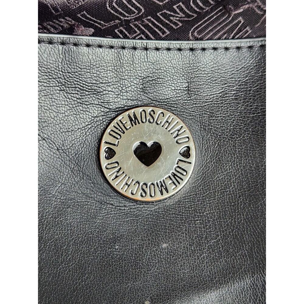Love Moschino Black & White Knit Geometric Knit Fabric PU Tote Handbag Pre-owned - Picture 8 of 15